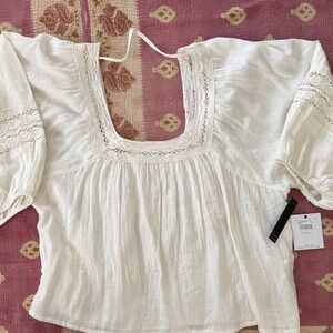 O'Neill Cream Lace Detail Blouse